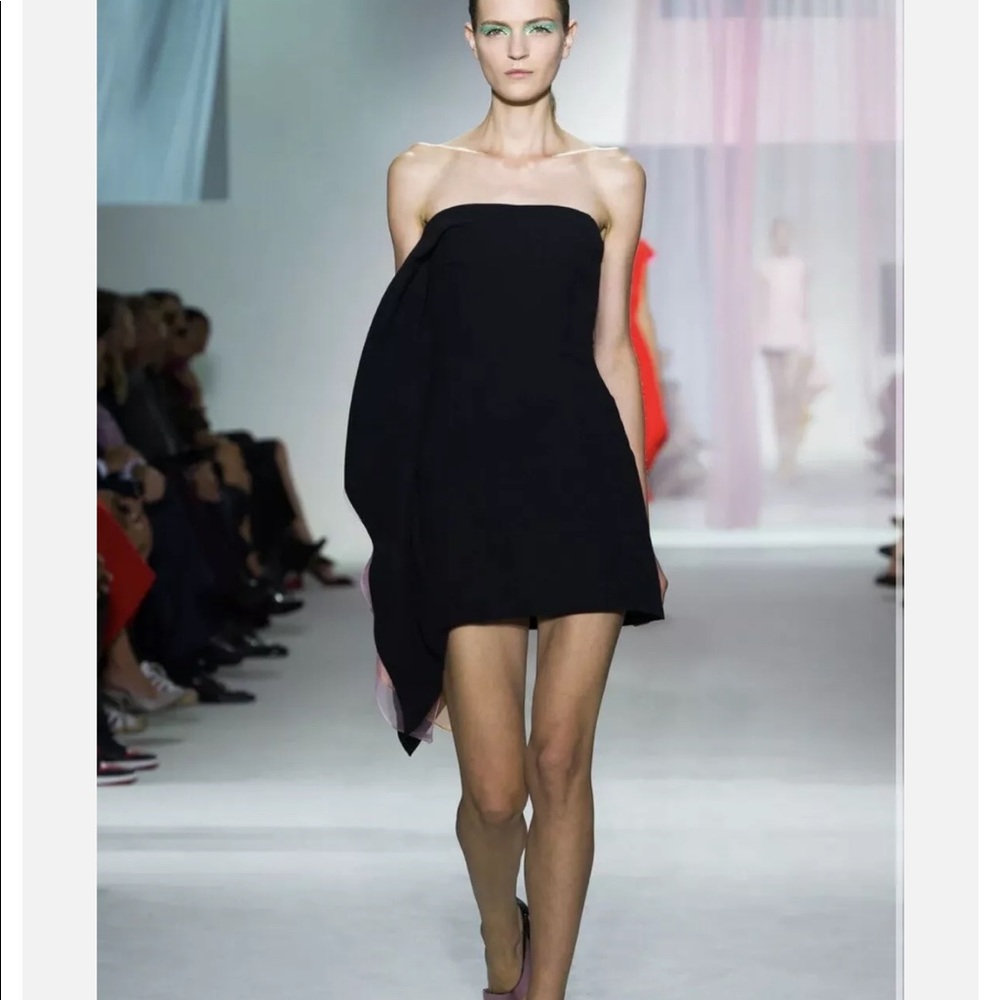 Christian Dior Black Dress With Pink Organza Ruffle